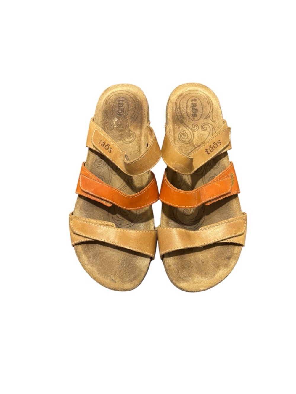 Taos Women's Scribble Leather Slide Sandals in Natural Size 8-8.5